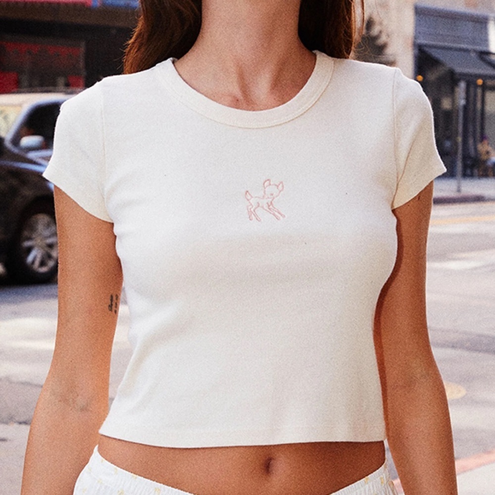 John Galt Ashlyn Deer Cropped Tee